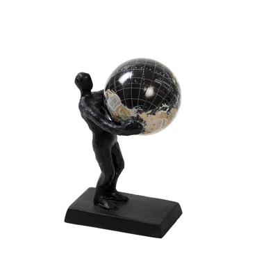 Ανδρική Φιγούρα που Κρατά Υδρόγειο Resin Μαύρη 8.5x6x12.5cm GOR119 Espiel