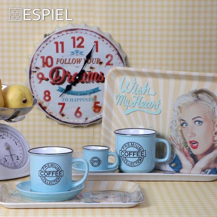 Φλιτζάνι και Πιατάκι Espresso Γαλάζιο Stoneware 90ml Φ6.3x11cm HUN306K12 Espiel Flitzani kai Piataki Espresso Glazio Stoneware 90ml F6.3x11cm HUN306K12 Espiel