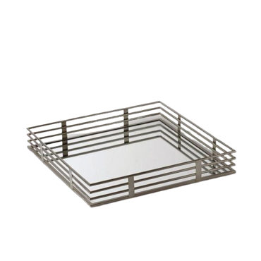 Δίσκος Μεταλλικός Ασημί με Καθρέπτη 40x40x6cm NID256 Espiel (Μέγεθος: Large)