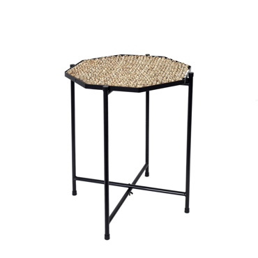 Τραπεζάκι Οκτάγωνο Ψάθινο/Μεταλλικό Μπεζ/Μαύρο 37.5x37.5x45cm PUB103 Espiel