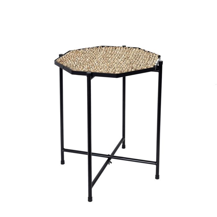 Trapezaki Oktagno Psathino/Metalliko Bez/Mavro 37.5x37.5x45cm PUB103 Espiel