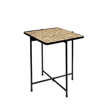 Τραπεζάκι Τετράγωνο Ψάθινο/Μεταλλικό Μπεζ/Μαύρο 37.5x37.5x45cm PUB105 Espiel