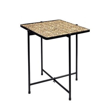 Τραπεζάκι Τετράγωνο Ψάθινο/Μεταλλικό Μπεζ/Μαύρο 37.5x37.5x60cm PUB106 Espiel