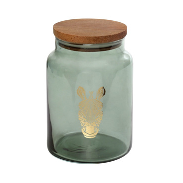 Βάζο Αποθήκευσης 'JUNGLE ZEBRA' Γυάλινο Πράσινο με Καπάκι 890ml Φ10x14.5cm RAB616 Espiel