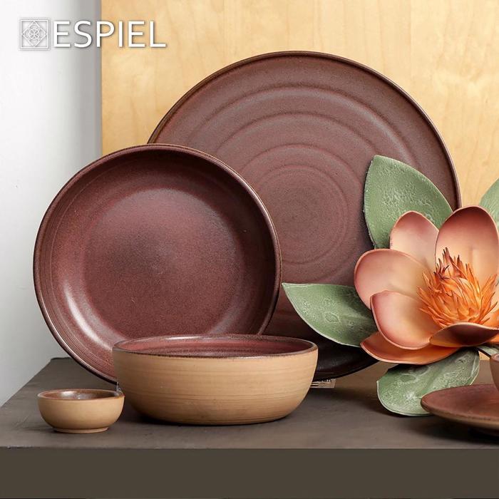Πιάτο Ρηχό ''CALABRIA'' Stoneware Ροζ Φ28.6x1.1cm REP115K6 Espiel Piato Rixo ''CALABRIA'' Stoneware Roz F28.6x1.1cm REP115K6 Espiel