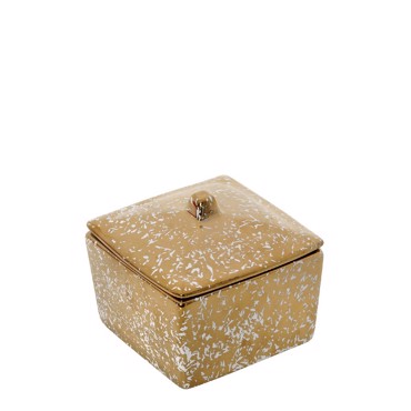 Δοχείο με Καπάκι Κεραμικό Χρυσό-Λευκό 10.5x10.5x9cm ROD211K4 Espiel