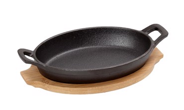 Σαγανάκι από Μαντέμι Μαύρο με Βάση από Μπαμπού 22x13x5cm SAG104 ESPIEL