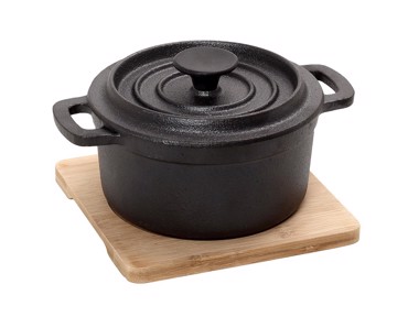 Espiel Κατσαρόλα Cast-Iron Μαύρη 13Χ10Χ8εκ με Βάση Bamboo SAG107