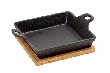 Σαγανάκι από Μαντέμι Μαύρο σε Βάση από Μπαμπού 20x15x5.3cm SAG108 ESPIEL