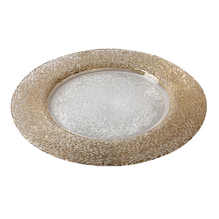 Piato Parousiasis Gyalino Diafano me Xruso Rim F33x1.5cm SUP108K4 Espiel