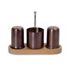 Set Alati-Piperi-Odontogufides Anoxeidoto 18/10 PVD Bronze me Xulini Basi 19x7x14.5cm SUT115 Espiel