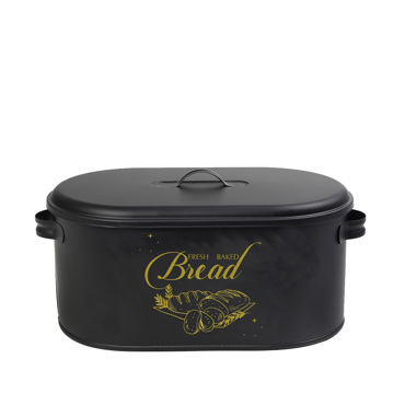 Ψωμιέρα Μεταλλική Μαύρη Ματ με Καπάκι 33-36X20X16.5εκ TEM118 Espiel