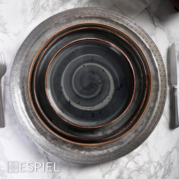 Πιάτο Ρηχό Πορσελάνης Γκρι Φ26X1.5cm TLG131K6 Espiel Piato Rixo Porselanis Ggri F26X1.5cm TLG131K6 Espiel