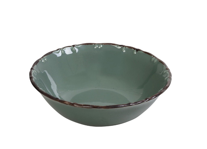 Liana Μπωλ Πορσελάνης Πράσινο με Καφέ Rim 16εκ TLU140K6 Espiel Liana Bol Porselanis Prasino me Kafe Rim 16ek TLU140K6 Espiel