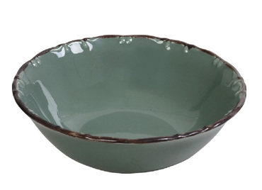 Σαλατιέρα Πορσελάνης Πράσινη με Καφέ Rim Φ25X7cm TLU150K6 Espiel