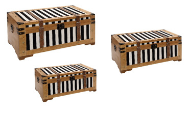 Σετ των 3 Μπαούλο Ξύλινο Λευκό/Μαύρο 90-80-70εκ ZAP301 Espiel