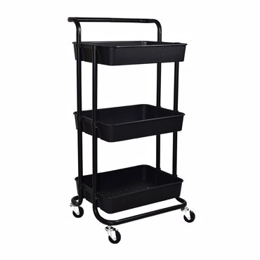 Estia Τρόλεϊ Μεταλλικό Μαύρο Τροχήλατο 3 Θέσεων 43x36x86cm 01-8635