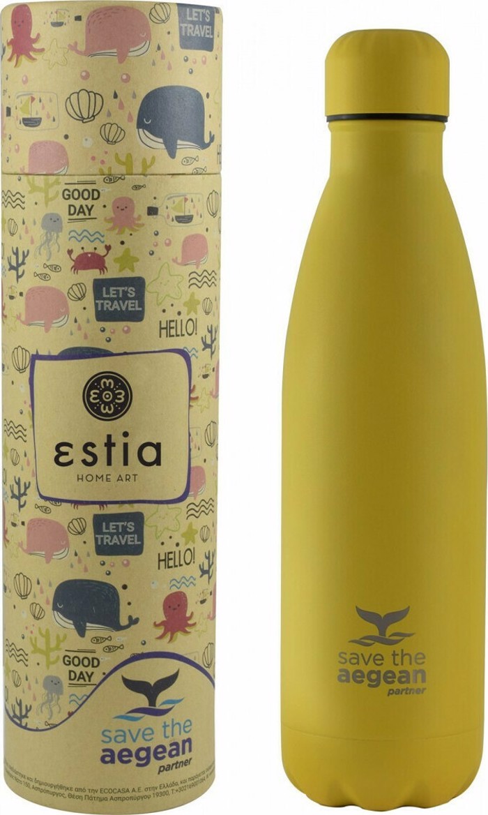 Estia Thermos Travel Flask 500ml ''Save the Aegean'' Burnt Yellow 01-9007-CC