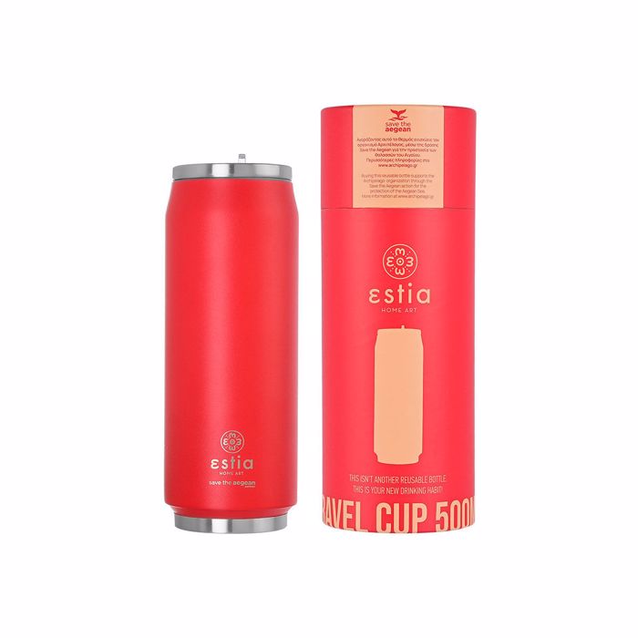 Estia Thermos Travel Cup ''Save the Aegean'' 500ml Scarlet Red 01-9854