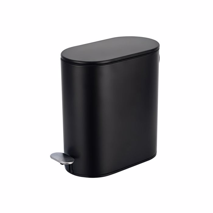 ESTIA Χαρτοδοχείο Slim Μαύρο Ματ Soft-Close με Πεντάλ 5lt 02-5566 ESTIA Xartodoxeio Slim Mavro Mat Soft-Close me Pental 5lt 02-5566