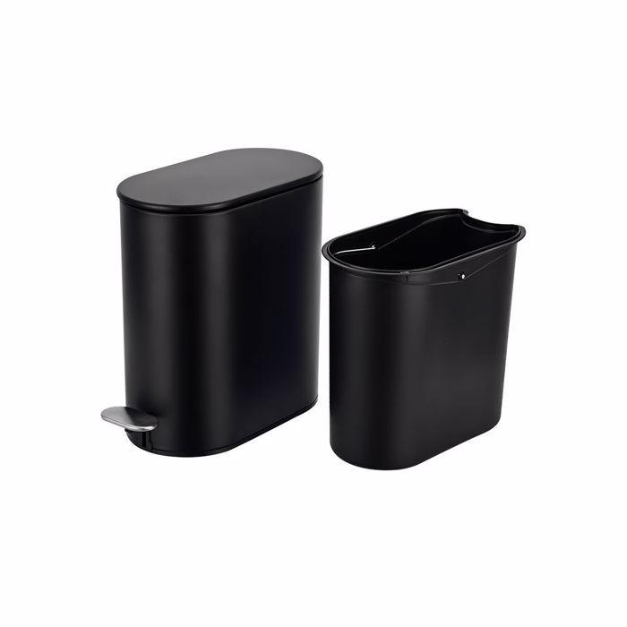 ESTIA Χαρτοδοχείο Slim Μαύρο Ματ Soft-Close με Πεντάλ 5lt 02-5566 ESTIA Xartodoxeio Slim Mavro Mat Soft-Close me Pental 5lt 02-5566