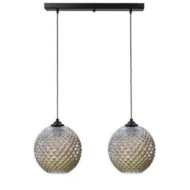 Heronia Κρεμαστό Φωτιστικό Οροφής GL-5010 RAGA Δίφωτο Γυάλινο/Μεταλλικό Φιμέ/Μαύρο Ε27 55xΦ25x96cm 02-0369