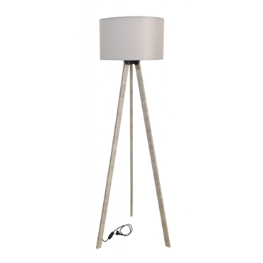 Heronia Φωτιστικό Δαπέδου FLW-01 Μονόφωτο Ξύλινο Εκρού Αμπαζούρ Φ40x154cm Ε27 09-0126