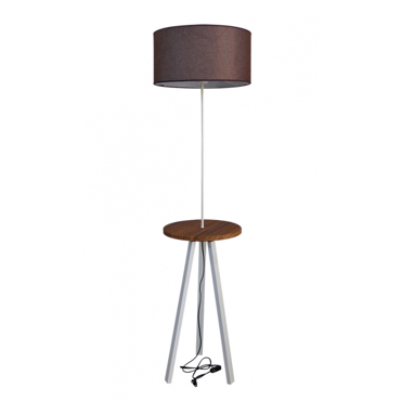 Heronia Φωτιστικό Δαπέδου FLW-03 Μονόφωτο Ξύλινο Λευκό/Φυσικό/Καφέ Αμπαζούρ Φ40x156cm Ε27 09-0138