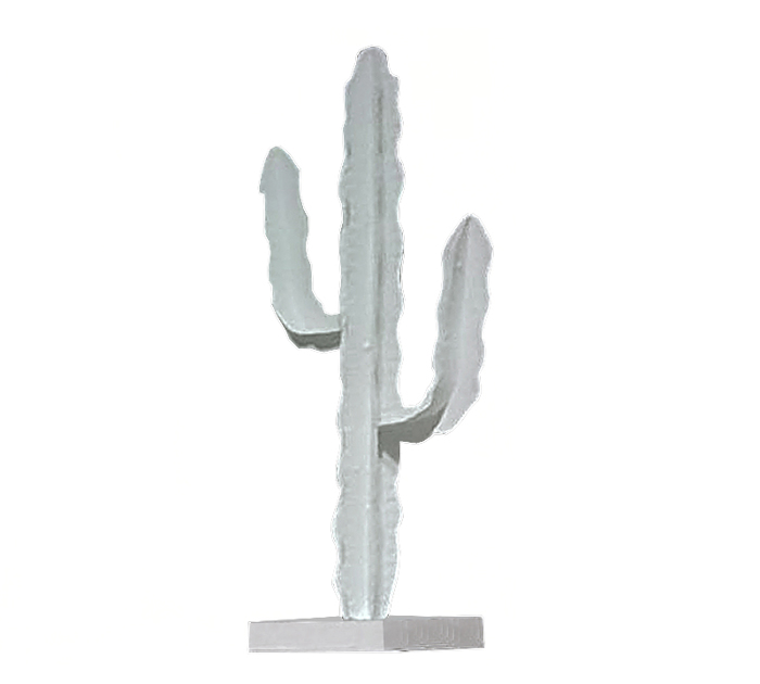 Zaros Epitrapezio Diakosmitiko Kaktos Metallikos Ekrou/Lefko 22X47.5cm ID213