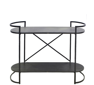 Zaros Οβάλ Μεταλλική Κονσόλα με 2 Ράφια 122x42.5x94cm EP469