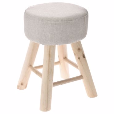 Iliadis Σκαμπώ Κρεμ Φ28x40cm Ξύλινο Υφασμάτινο 70502