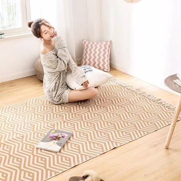 Liadis Βαμβακερό Χαλί Κρεμ με Καφέ Σχέδια 120Χ180εκ 74169