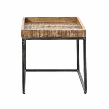 ILIADIS Τραπεζάκι από μασίφ ξύλο με μεταλλική βάση 47x47x50cm (Μέγεθος: Medium)