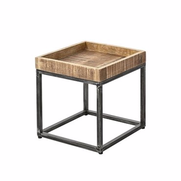 ILIADIS Τραπεζάκι από μασίφ ξύλο με μεταλλική βάση 37x37x41cm (Μέγεθος: Small)