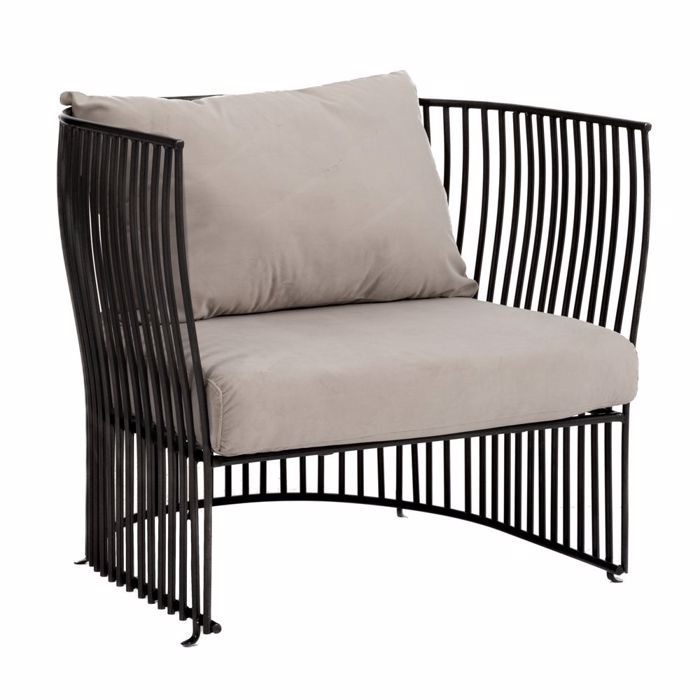 Iliadis Poluthrona Metalliki Mavri me Ggri Maxilari 74x67x65cm 84897