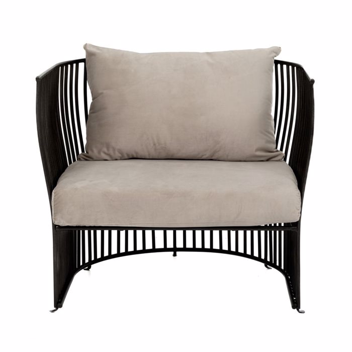 Iliadis Poluthrona Metalliki Mavri me Ggri Maxilari 74x67x65cm 84897