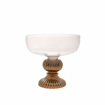 Iliadis Μπωλ Γυάλινο Διάφανο με Καφέ Γυαλιστερή Βάση 32x17x29.5cm 84958