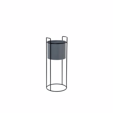 Iliadis Γκρι Μεταλλικό Κασπώ Φ19x17cm σε Μαύρη Μεταλλική Βάση Φ19x50cm 85218