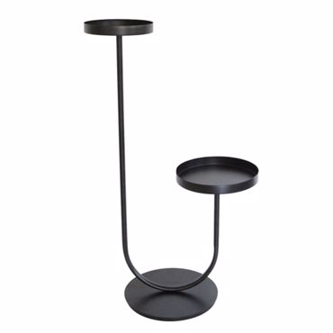 Iliadis Μαύρη Μεταλλική Ανθοστήλη Δύο Επιπέδων (Φ23cm/Φ18cm) 46x28x80cm 85226