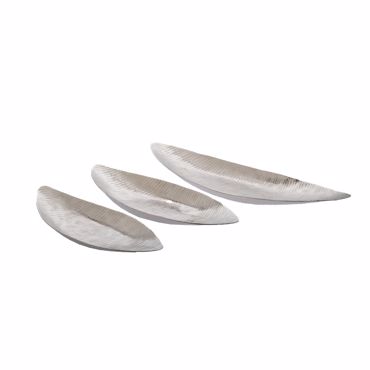 Iliadis Σετ των 3 Πιατέλα Μεταλλική Ασημί Οβάλ 62x22x4cm 85255