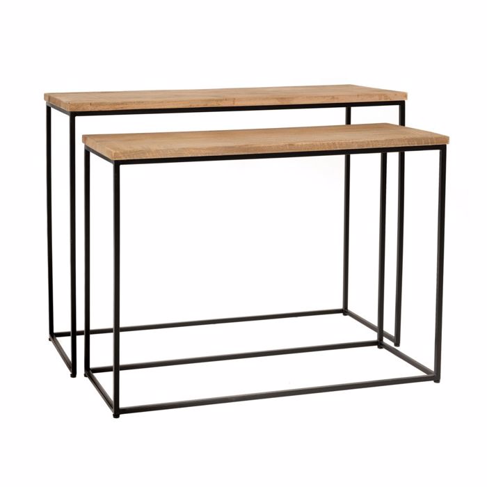 Iliadis Set ton 2 Siderenia Konsola me Xulini Epifaneia 110x36x83cm/100x33x73cm 85260