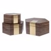 Iliadis Set ton 3 Xulino Kafe Kouti Exagno me Xrusi Leptomereia 42x36x19cm 85334