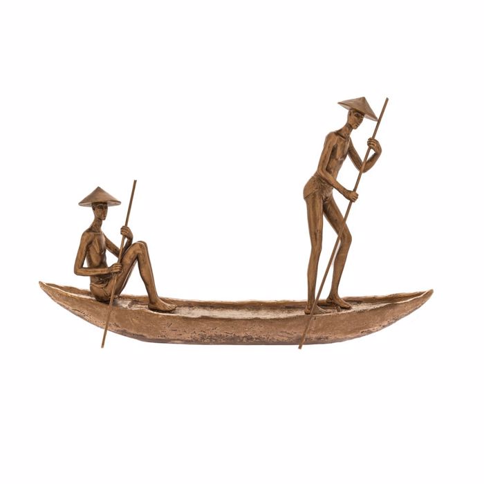 Iliadis Figura Kinezon se Barka Resin Bronze 47x10x29cm 85460