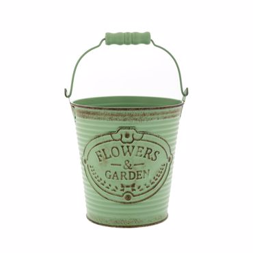 Iliadis Αντικέ Πράσινο Μεταλλικό Κουβαδάκι με Χερούλι Φ12x13cm 85631