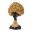 Iliadis Figura Afrikanas Resin Mavri me Xrusa Louloudia kai Kolie 27x15x41cm 85758