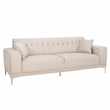 Iliadis Καναπές Τριθέσιος Βελούδινος Κρεμ με Ασημί Μεταλλικά Πόδια 236x86x85cm 88030