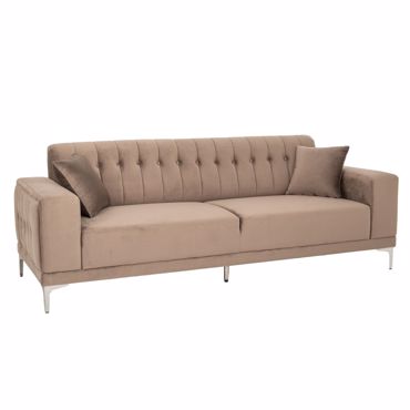 Iliadis Καναπές Τριθέσιος Βελούδινος Καφέ με Ασημί Μεταλλικά Πόδια 236x86x85cm 88031