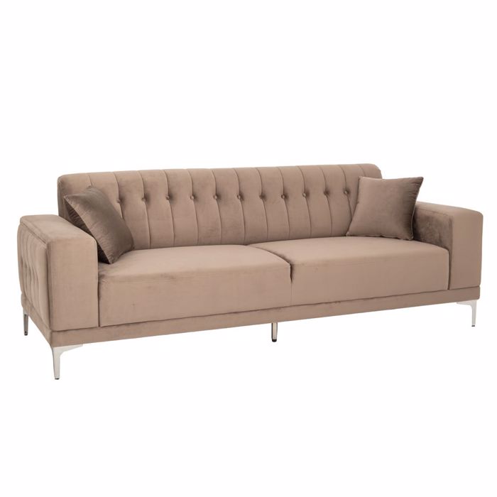 Iliadis Kanapes Trithesios Beloudinos Kafe me Asimi Metallika Podia 236x86x85cm 88031