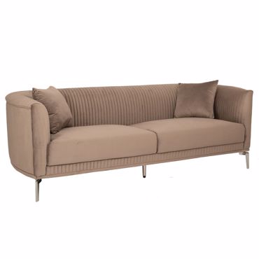 Iliadis Καναπές Τριθέσιος Βελούδινος Καφέ με Ασημί Μεταλλικά Πόδια 220x96x73cm 88040