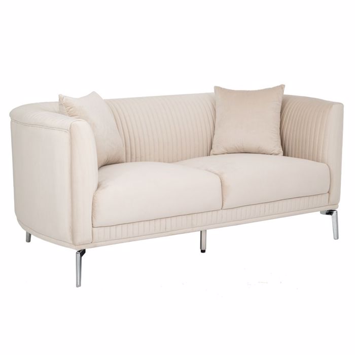 Iliadis Kanapes Dithesios Beloudinos Krem me Asimi Metallika Podia 170x96x73cm 88042